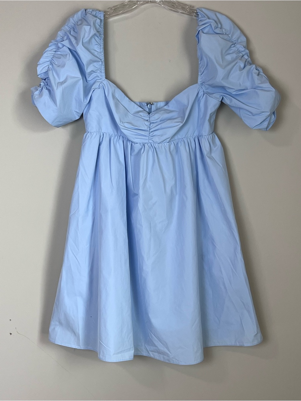 Amanda Uprichard Babydoll Mini Dress Puff Sleeve Romantic Baby‎ Blue Sz Small